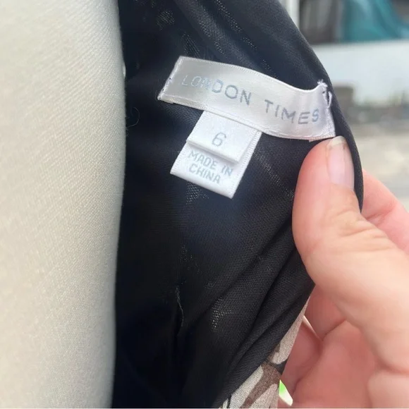 London Times Black and Cream Sleeveless Midi Dress - Picture 14 of 15